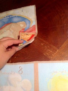 Align your pages with your batting and pin it if you need to to minimize subtle shifting [as you sew] and causing you to have crooked batting.